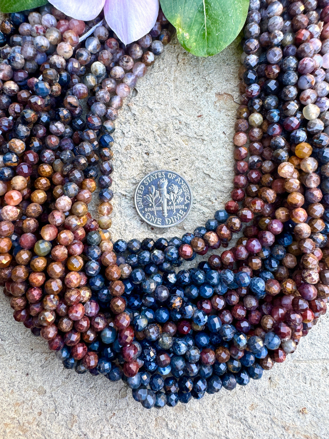 RARE Premium Multi-Colored Pietersite (South Africa) 4mm Micro Faceted Round Beads, 12.5mm Inch Strand