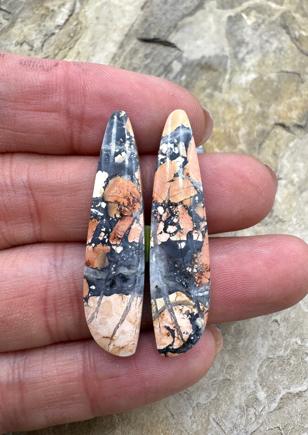 Top Quality Maligano Jasper Cabochon Pair 11x40mm, Select One Pair
