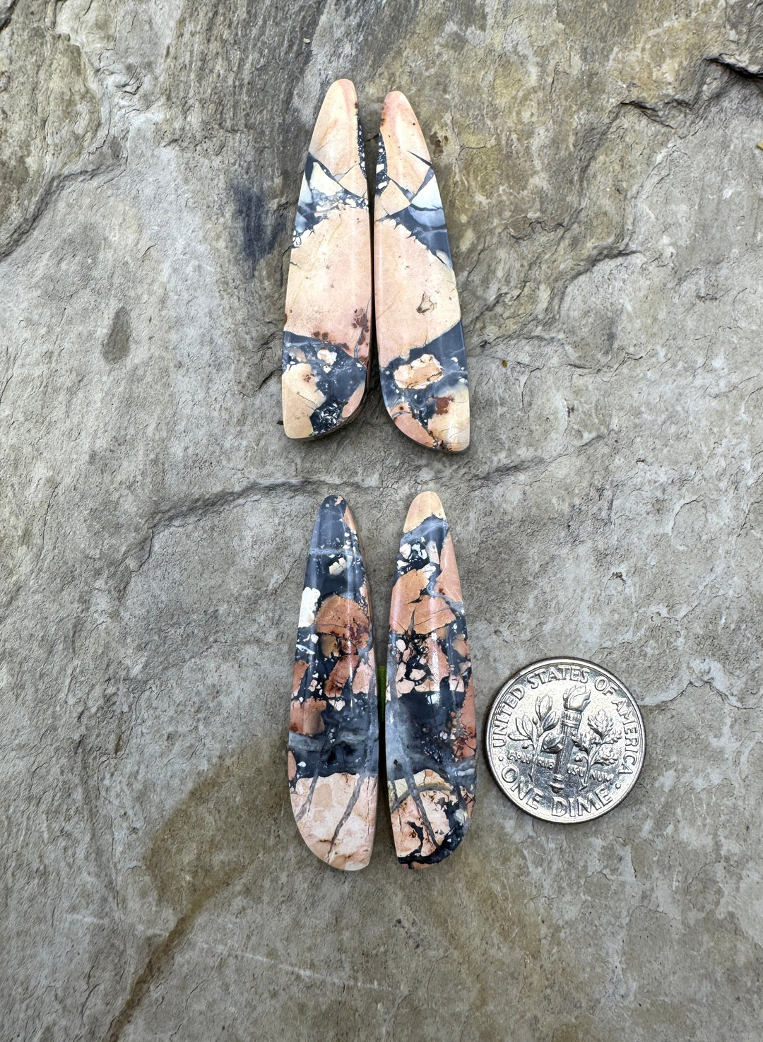 Top Quality Maligano Jasper Cabochon Pair 11x40mm, Select One Pair