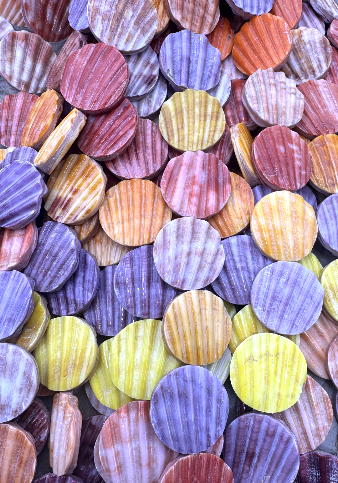 Natural Pecten Shell 19mm Coin Beads, 8 inch Strand/10 Beads