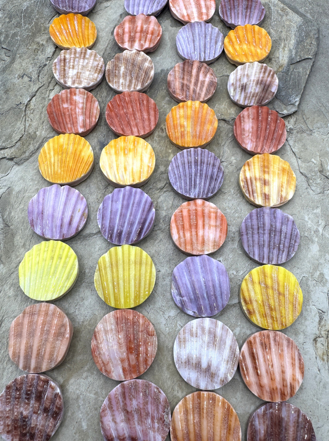 Natural Pecten Shell 19mm Coin Beads, 8 inch Strand/10 Beads