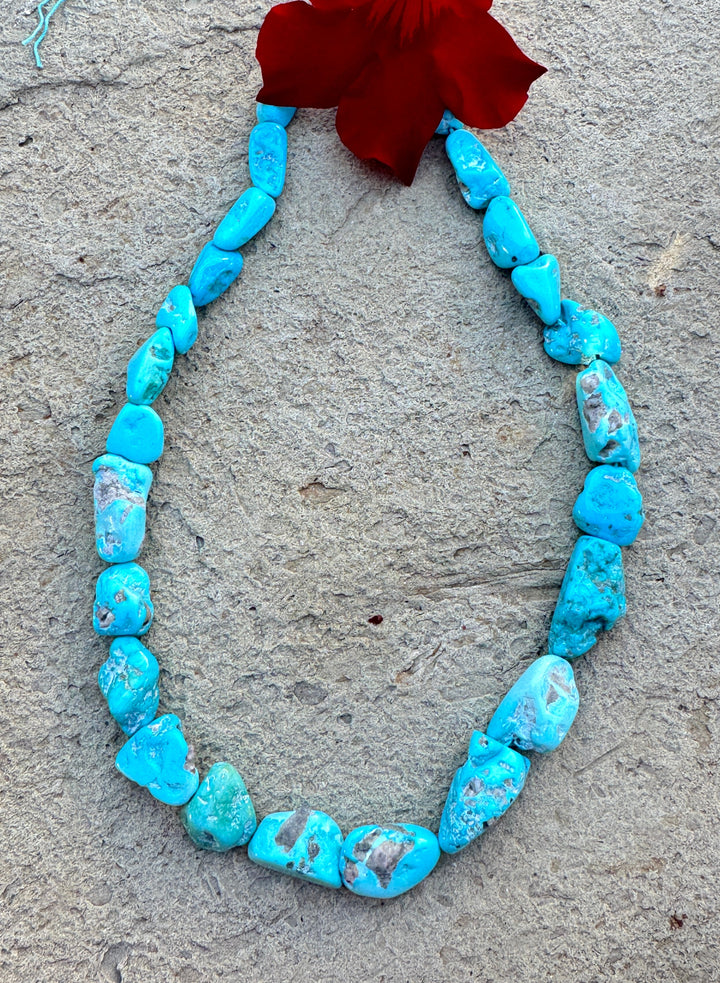 Natural Sleeping Beauty Turquoise (AZ) BIG 10x12-14x27mm Graduated Nugget Beads, 19 Inch Strand