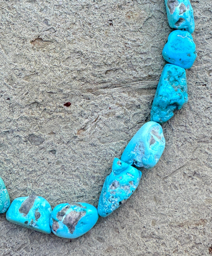 Natural Sleeping Beauty Turquoise (AZ) BIG 10x12-14x27mm Graduated Nugget Beads, 19 Inch Strand