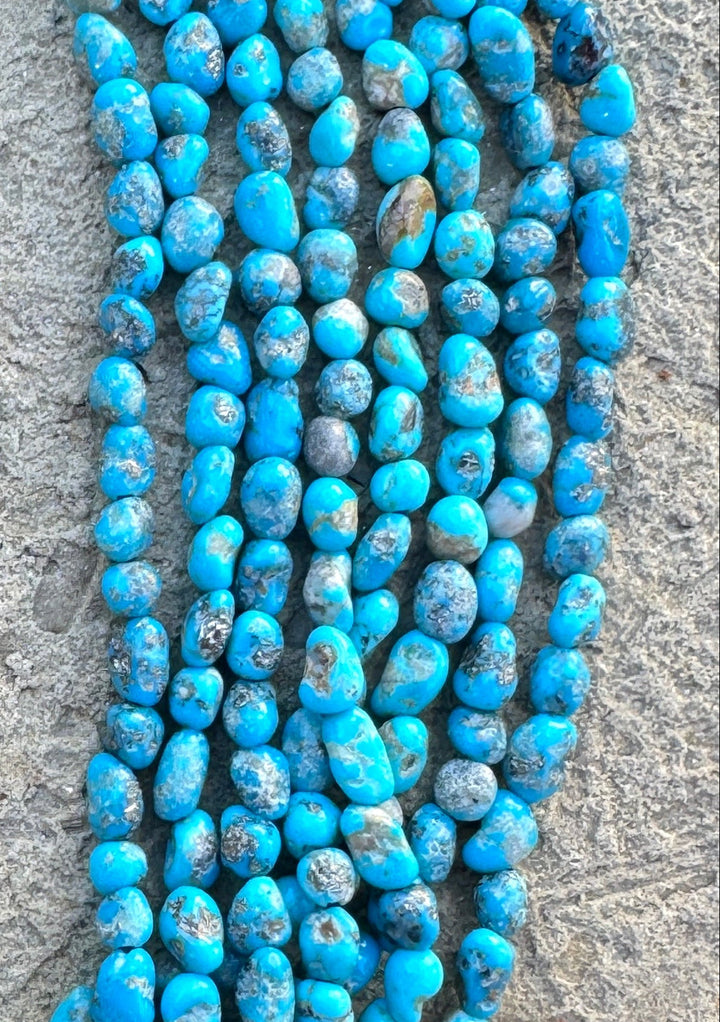 RARE Blue Ridge Turquoise (Nevada) 4-5mm Rounded Nugget Beads, 16 inch Strand