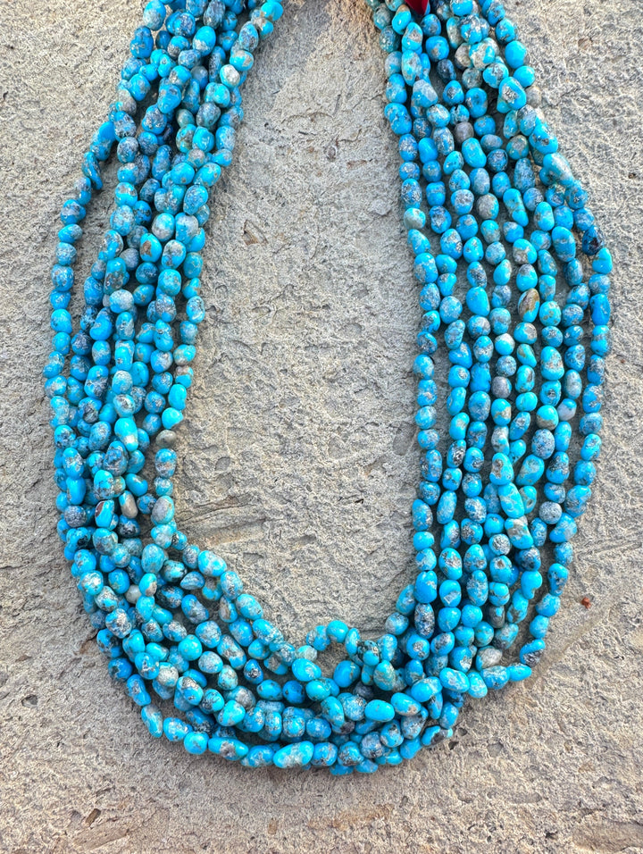 RARE Blue Ridge Turquoise (Nevada) 4-5mm Rounded Nugget Beads, 16 inch Strand