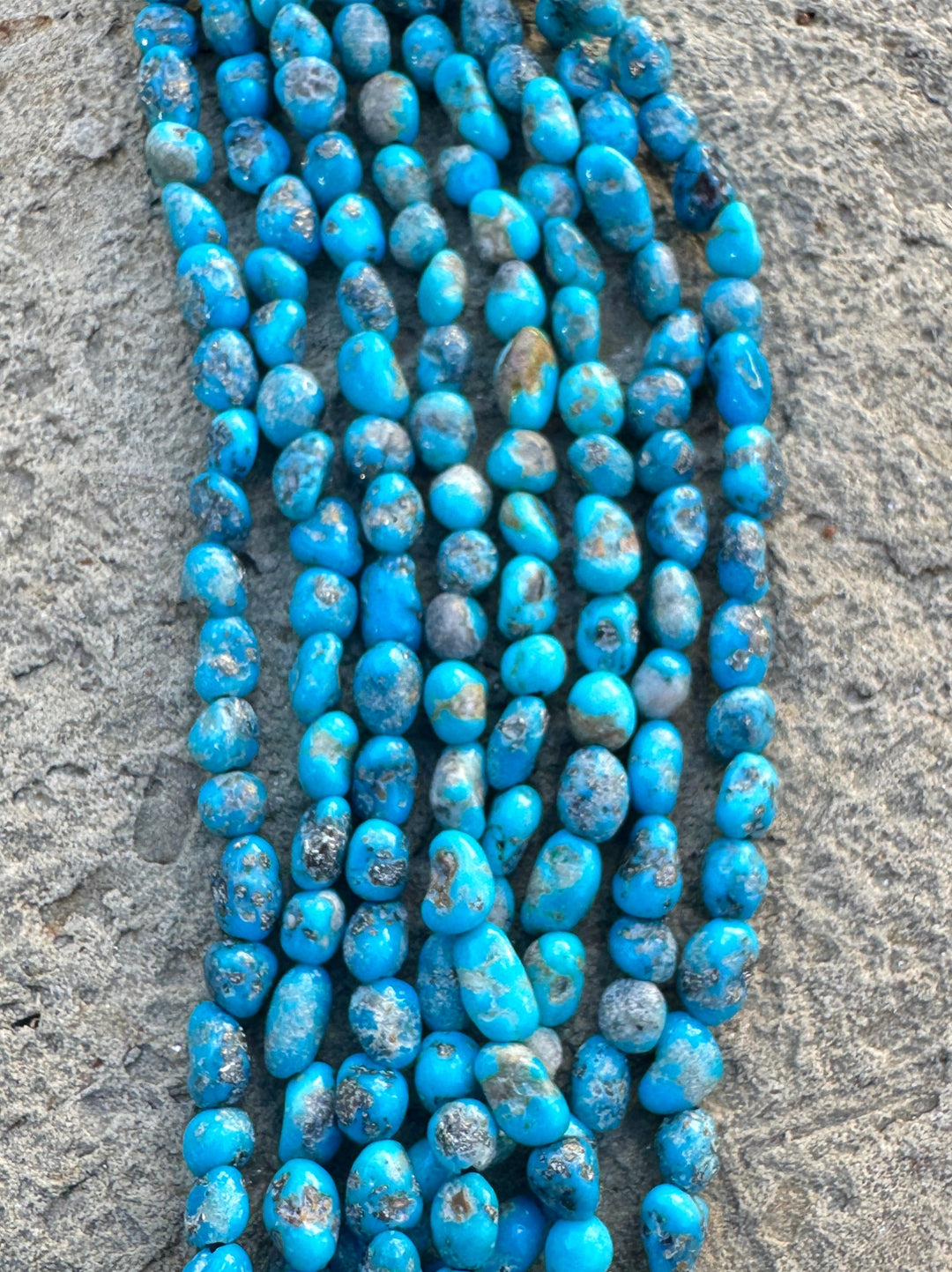 RARE Blue Ridge Turquoise (Nevada) 4-5mm Rounded Nugget Beads, 16 inch Strand