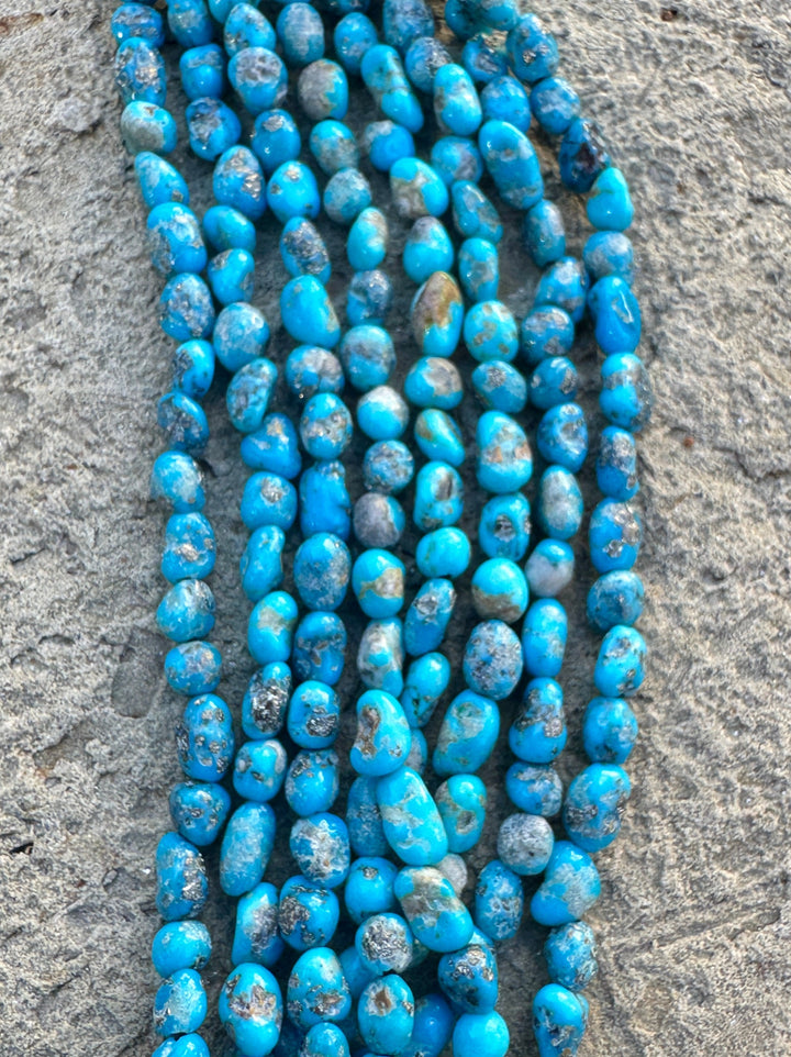 RARE Blue Ridge Turquoise (Nevada) 4-5mm Rounded Nugget Beads, 16 inch Strand