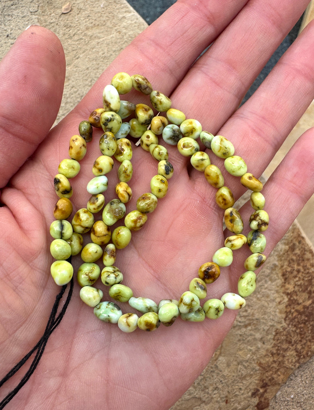 RARE Palomino Variscite 6-7mm Rounded Nugget Beads, 18 Inch Strand