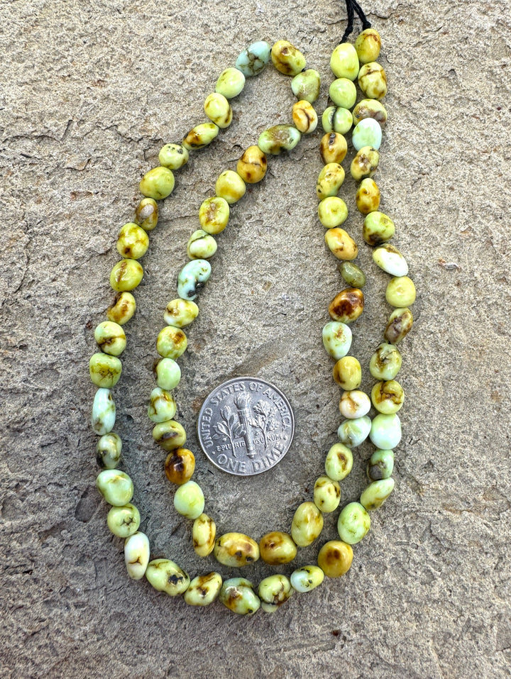 RARE Palomino Variscite 6-7mm Rounded Nugget Beads, 18 Inch Strand