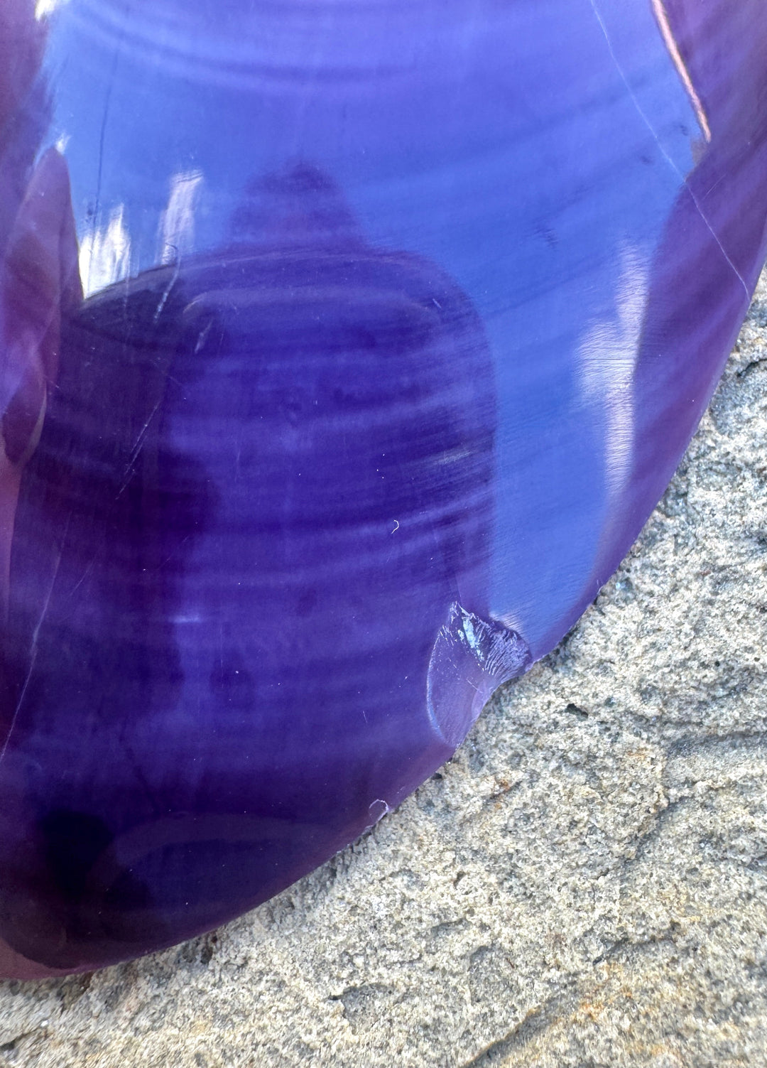 CLOSEOUT/Purple Wampum/Quahog Shell Giant Focal Pendant 43x95mm, See Pic for Chip/Damage