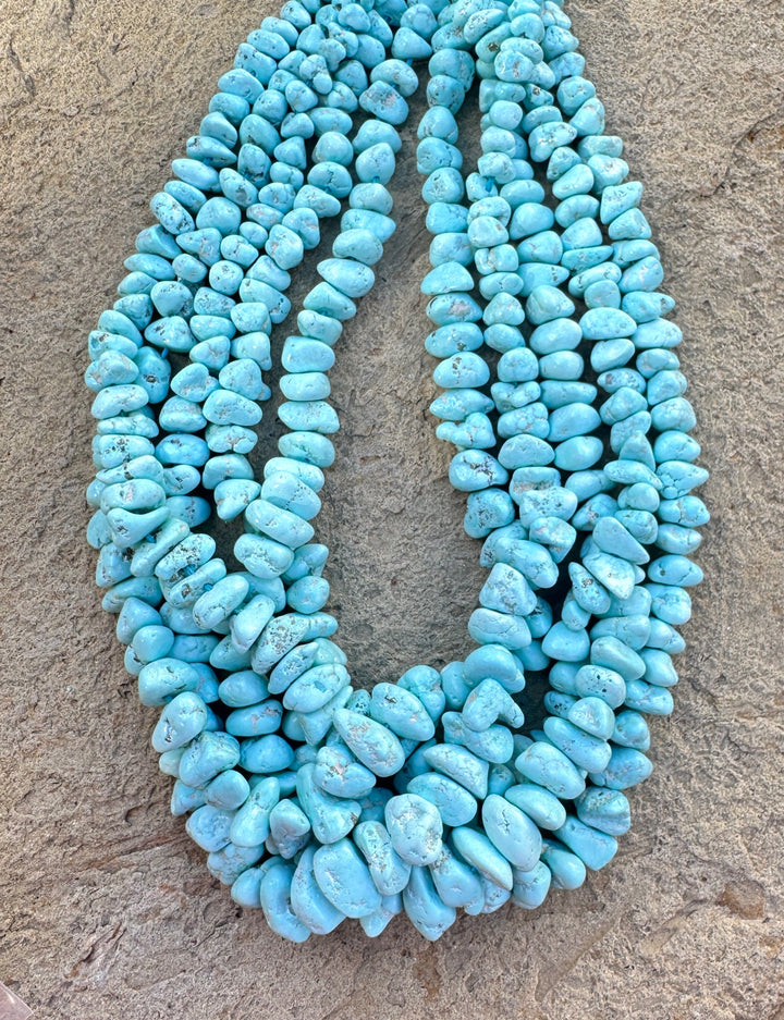 RARE White Creek Turquoise (Nevada) Graduated 7-16mm Nugget Beads , 16 inch Strand