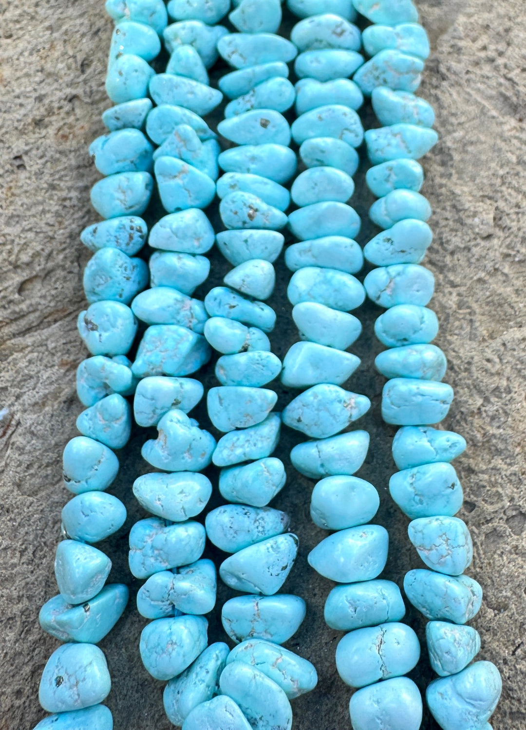 RARE White Creek Turquoise (Nevada) Graduated 7-16mm Nugget Beads , 16 inch Strand