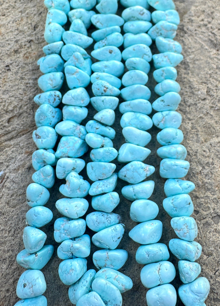 RARE White Creek Turquoise (Nevada) Graduated 7-16mm Nugget Beads , 16 inch Strand
