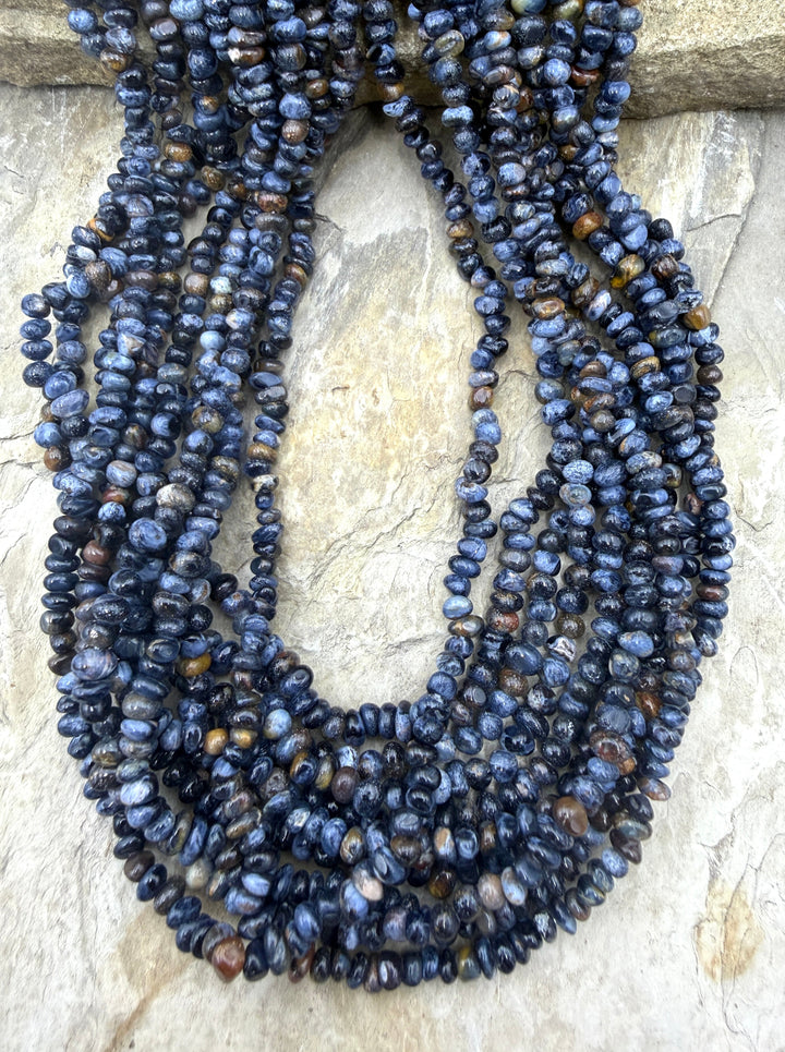 RARE Premium Blue Pietersite (Namibia) 4-4.5mm Nugget Beads, Extra Long 20 Inch Strand