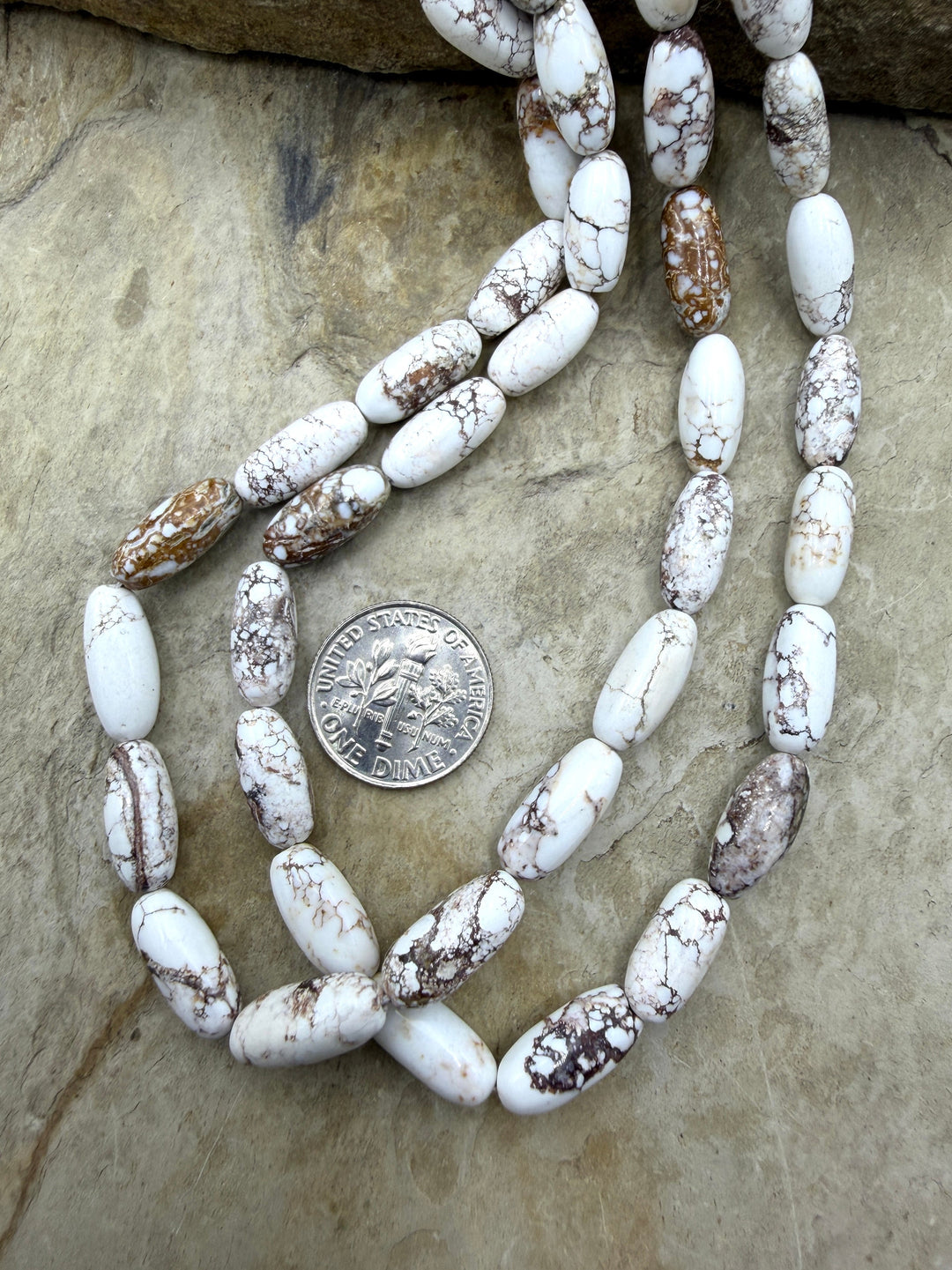 RARE Arizona Wild Horse Handcut Long Oval Beads 6x14mm, 16 inch Strand/30-31  Beads