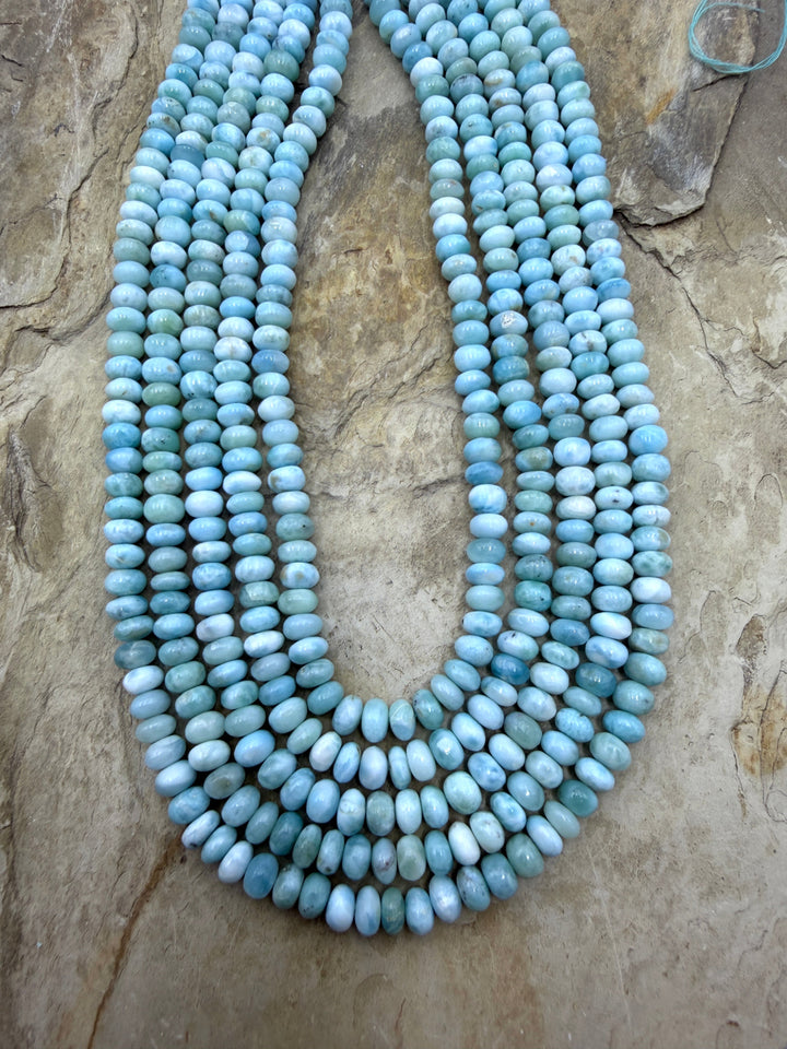Larimar (Dominica Republic) Rondelle Beads 6x4mm, ONE 16 Inch Strand