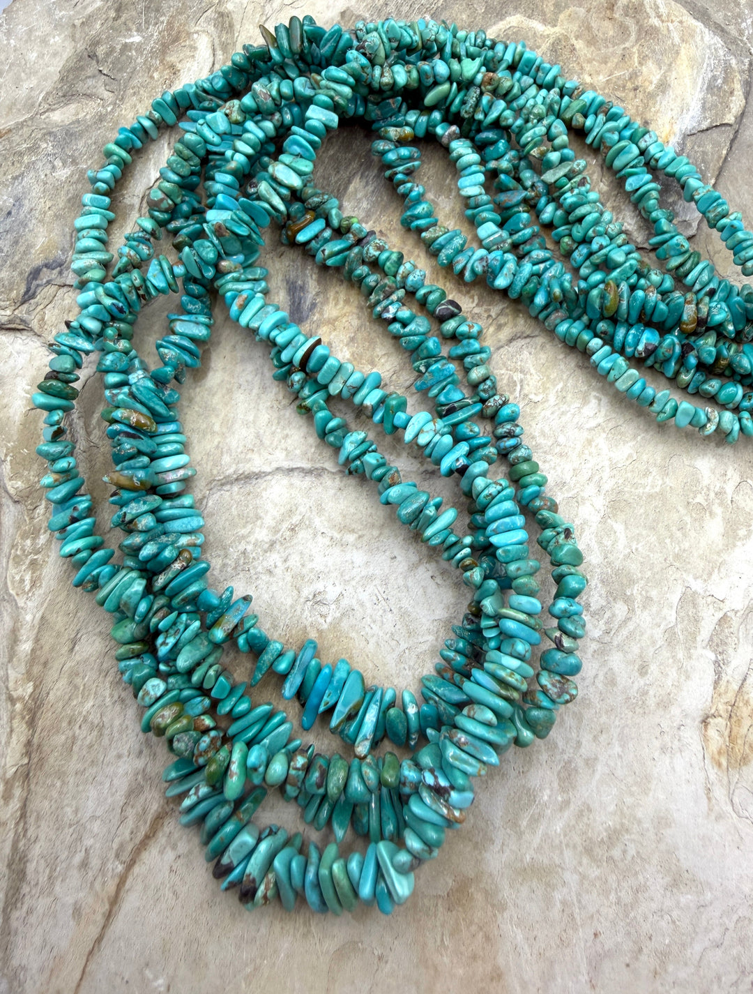RARE Natural Carico Lake Turquoise (Nevada) 4-6mm Graduated Chip Beads, ONE LONG 24 Inch Strand