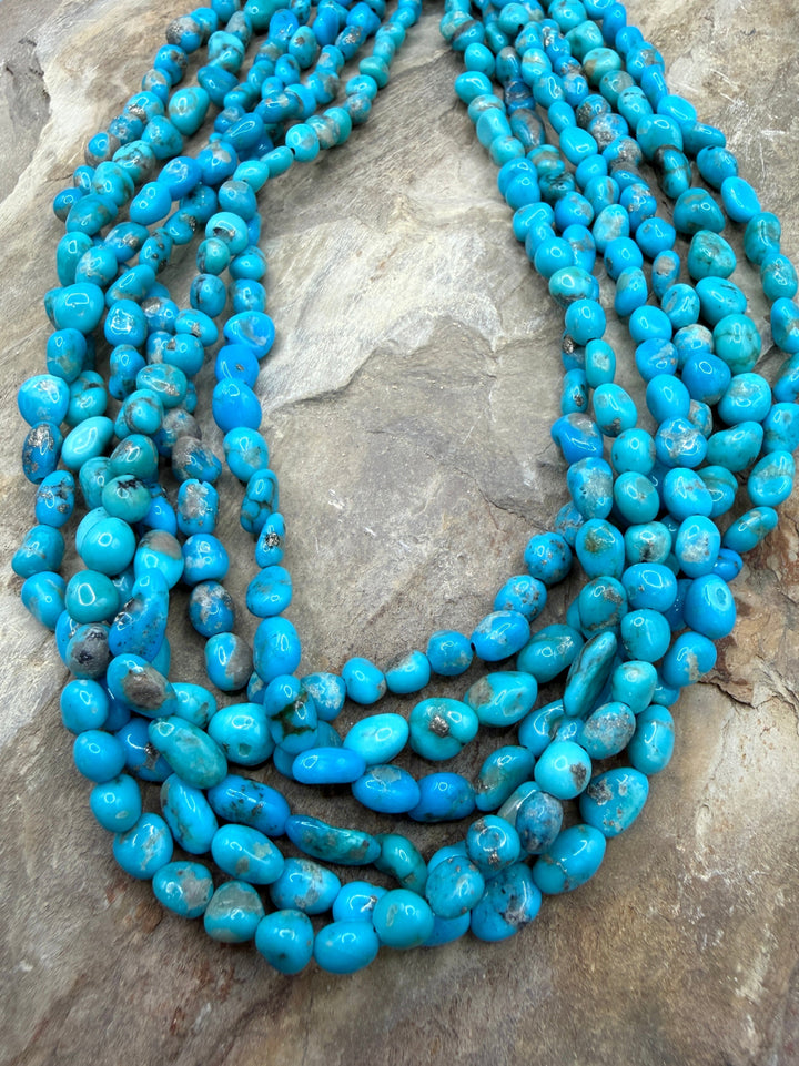 RARE Castle Dome Turquoise (AZ) Nugget Beads 6-7mm, ONE 16 Inch Strand