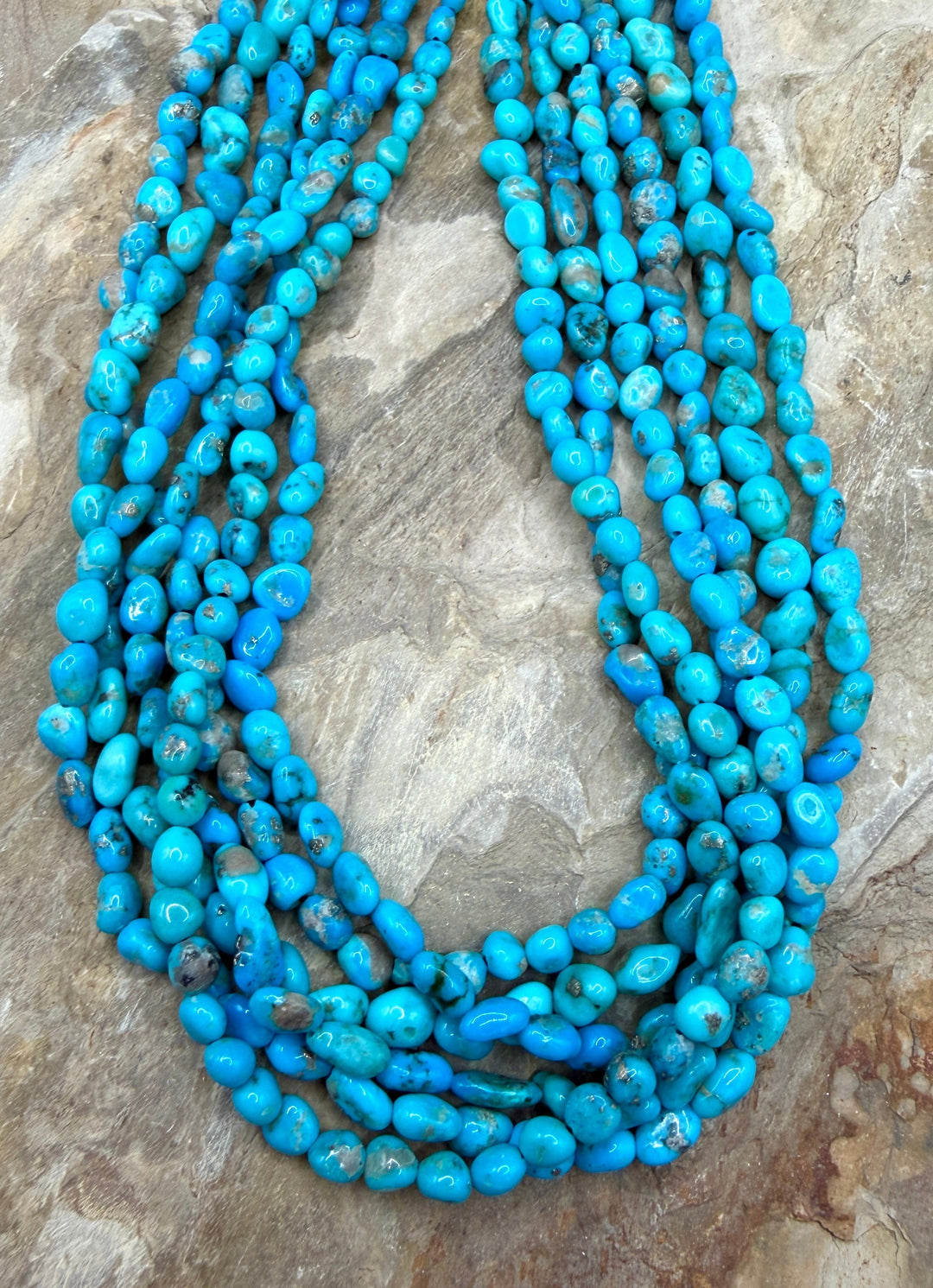 RARE Castle Dome Turquoise (AZ) Nugget Beads 6-7mm, ONE 16 Inch Strand