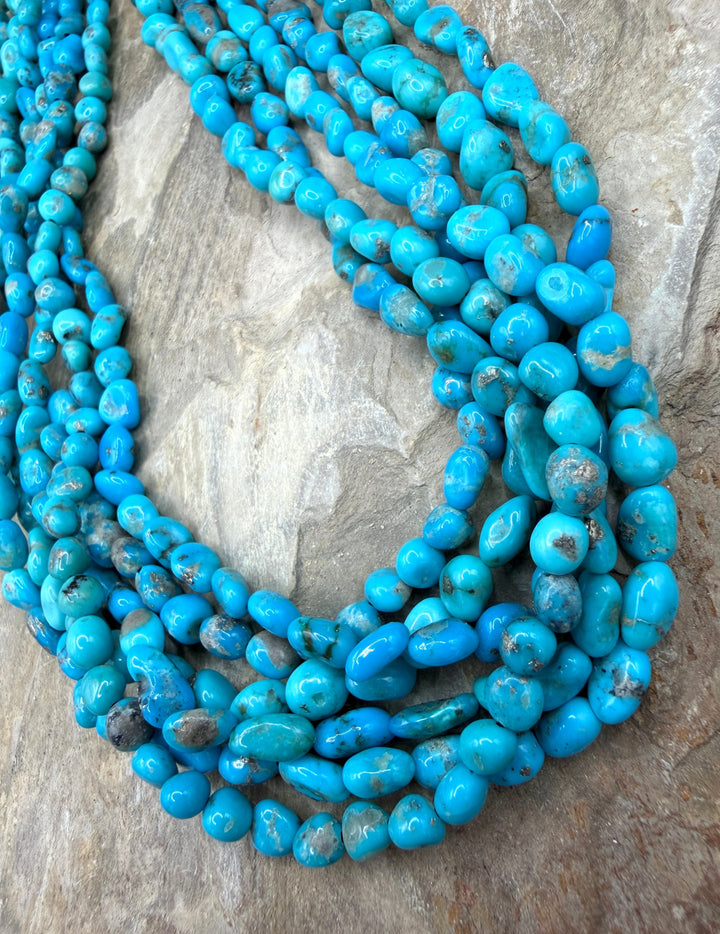 RARE Castle Dome Turquoise (AZ) Nugget Beads 6-7mm, ONE 16 Inch Strand