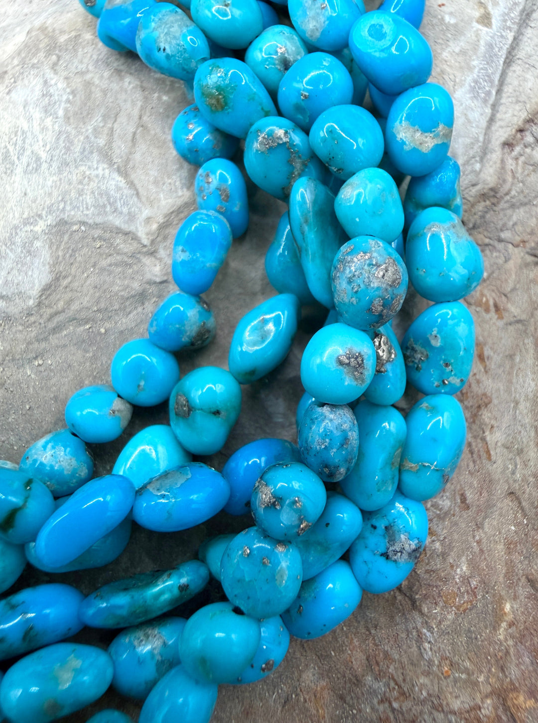 RARE Castle Dome Turquoise (AZ) Nugget Beads 6-7mm, ONE 16 Inch Strand