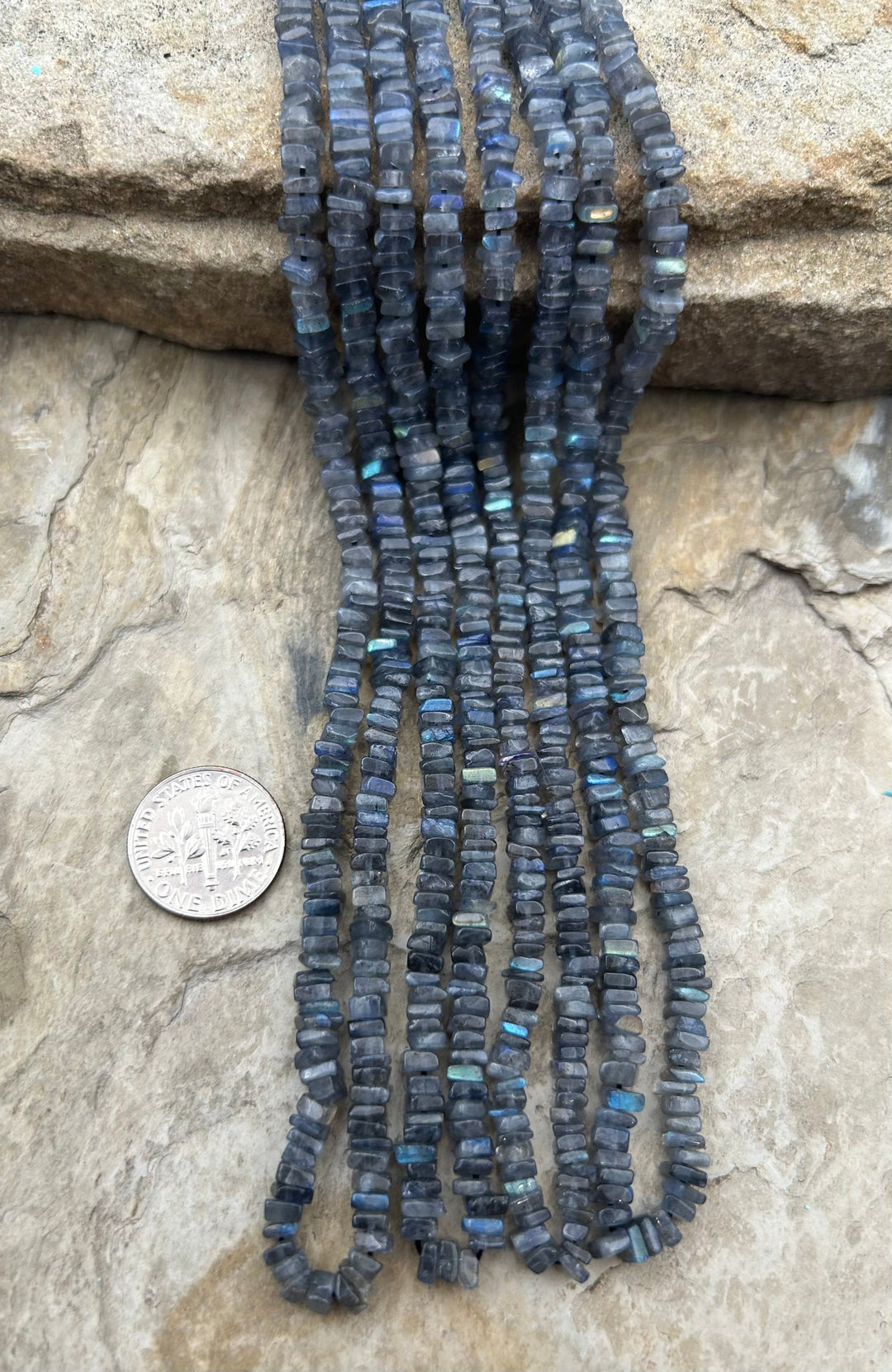 Flashy Labradorite Square Heishi Beads 4.5 mm, 16 Inch Strand