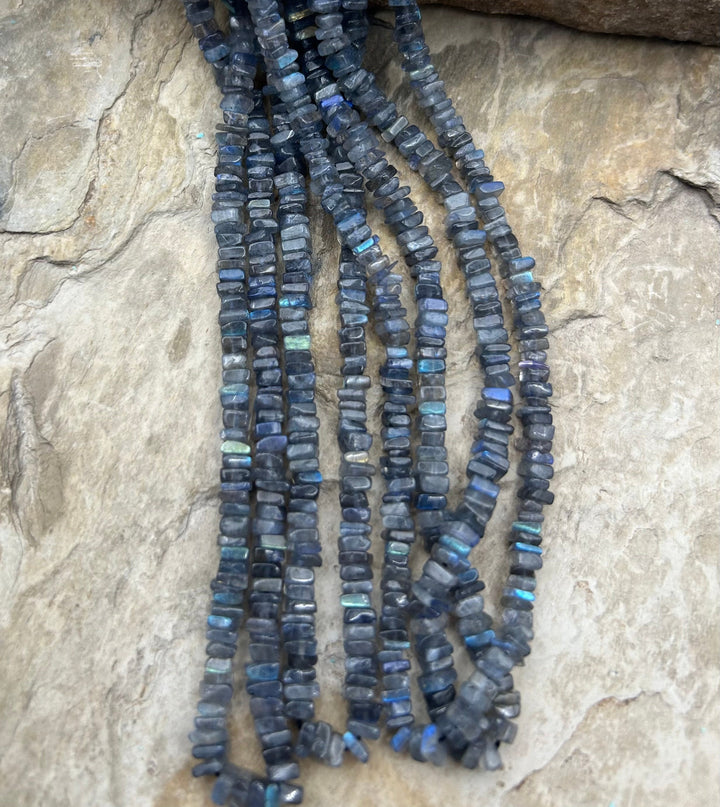 Flashy Labradorite Square Heishi Beads 4.5 mm, 16 Inch Strand