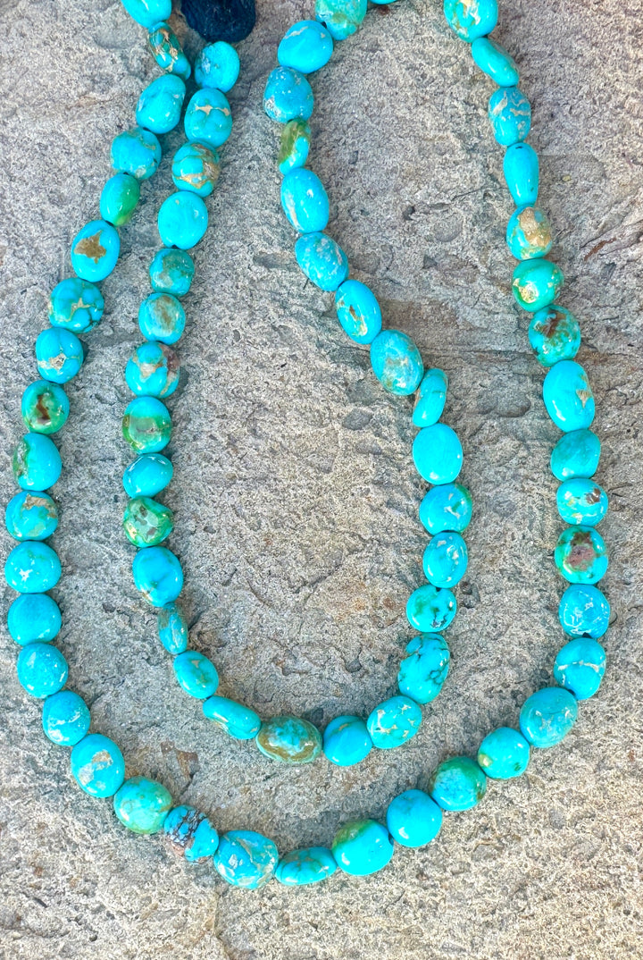 RARE Sonoran Gold Turquoise (Mex) 6-7mm Flat Rounded Nugget Beads