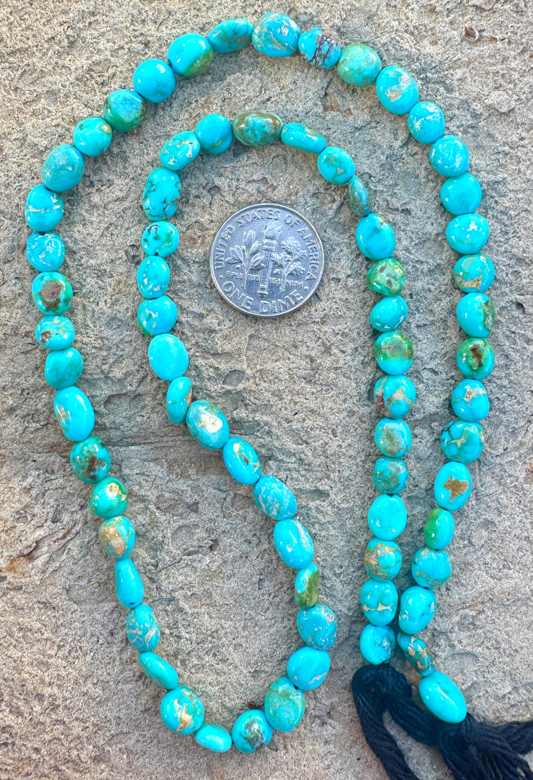 RARE Sonoran Gold Turquoise (Mex) 6-7mm Flat Rounded Nugget Beads