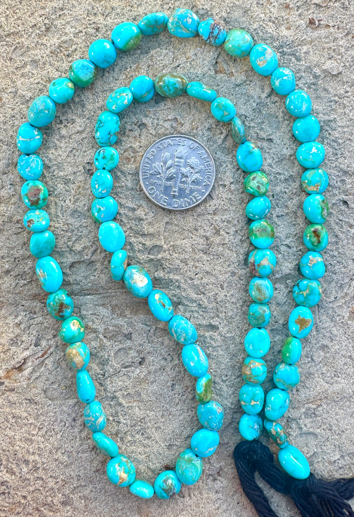 RARE Sonoran Gold Turquoise (Mex) 6-7mm Flat Rounded Nugget Beads