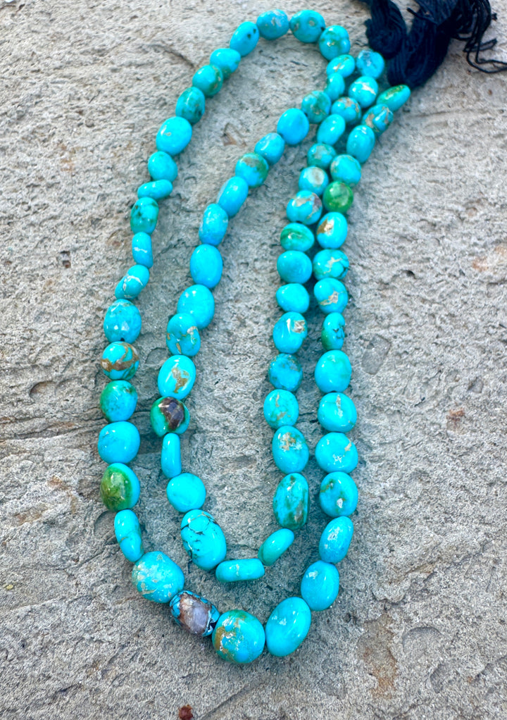RARE Sonoran Gold Turquoise (Mex) 6-7mm Flat Rounded Nugget Beads
