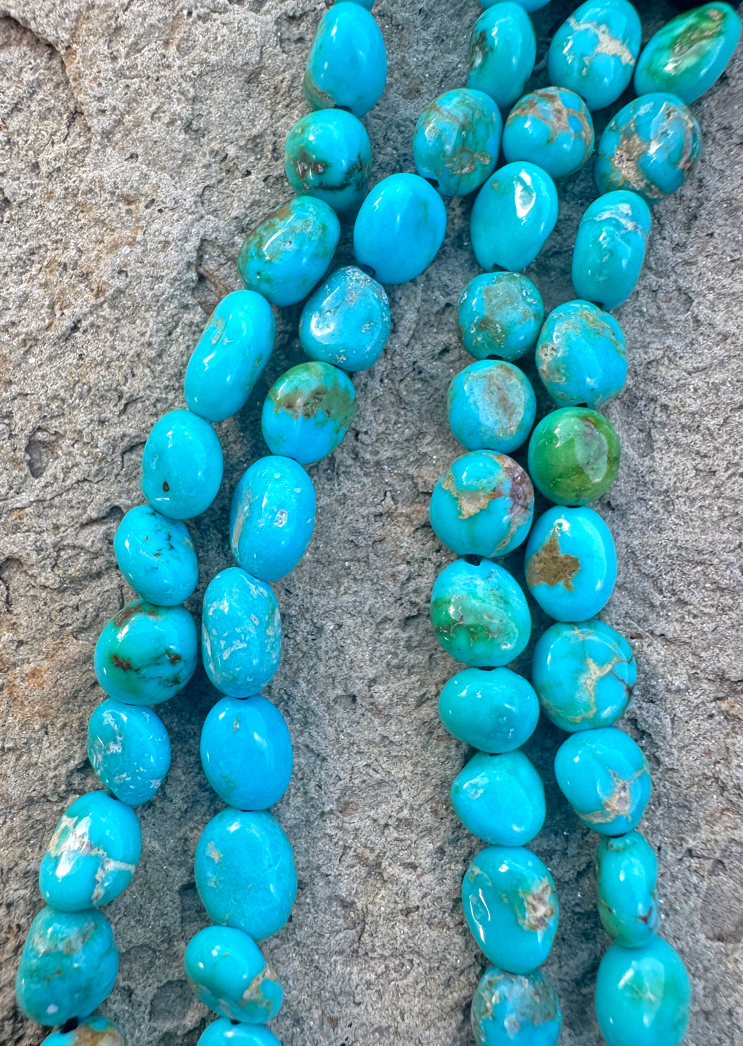 RARE Sonoran Gold Turquoise (Mex) 6-7mm Flat Rounded Nugget Beads