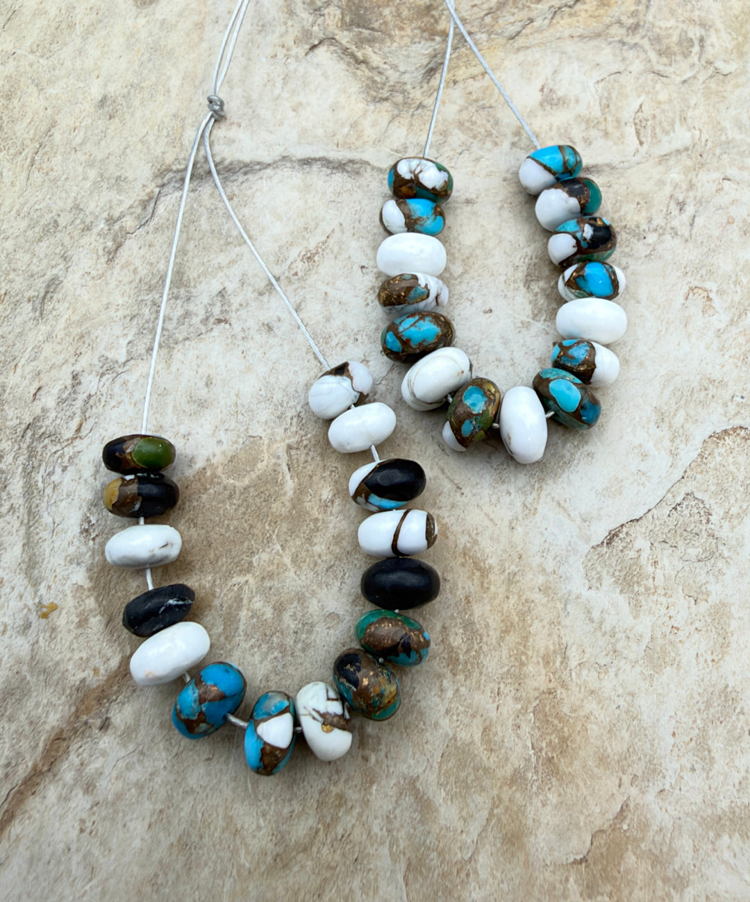 Kingman Turquoise and White Buffalo with Bronze Composite 6mm Rondelle Beads, 15 Beads