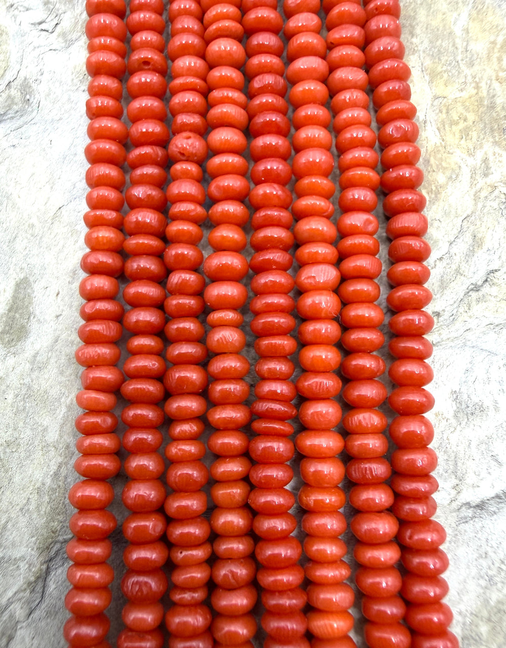 AA+ Natural Mediterranean Red Coral 4mm Rondelle Beads 9