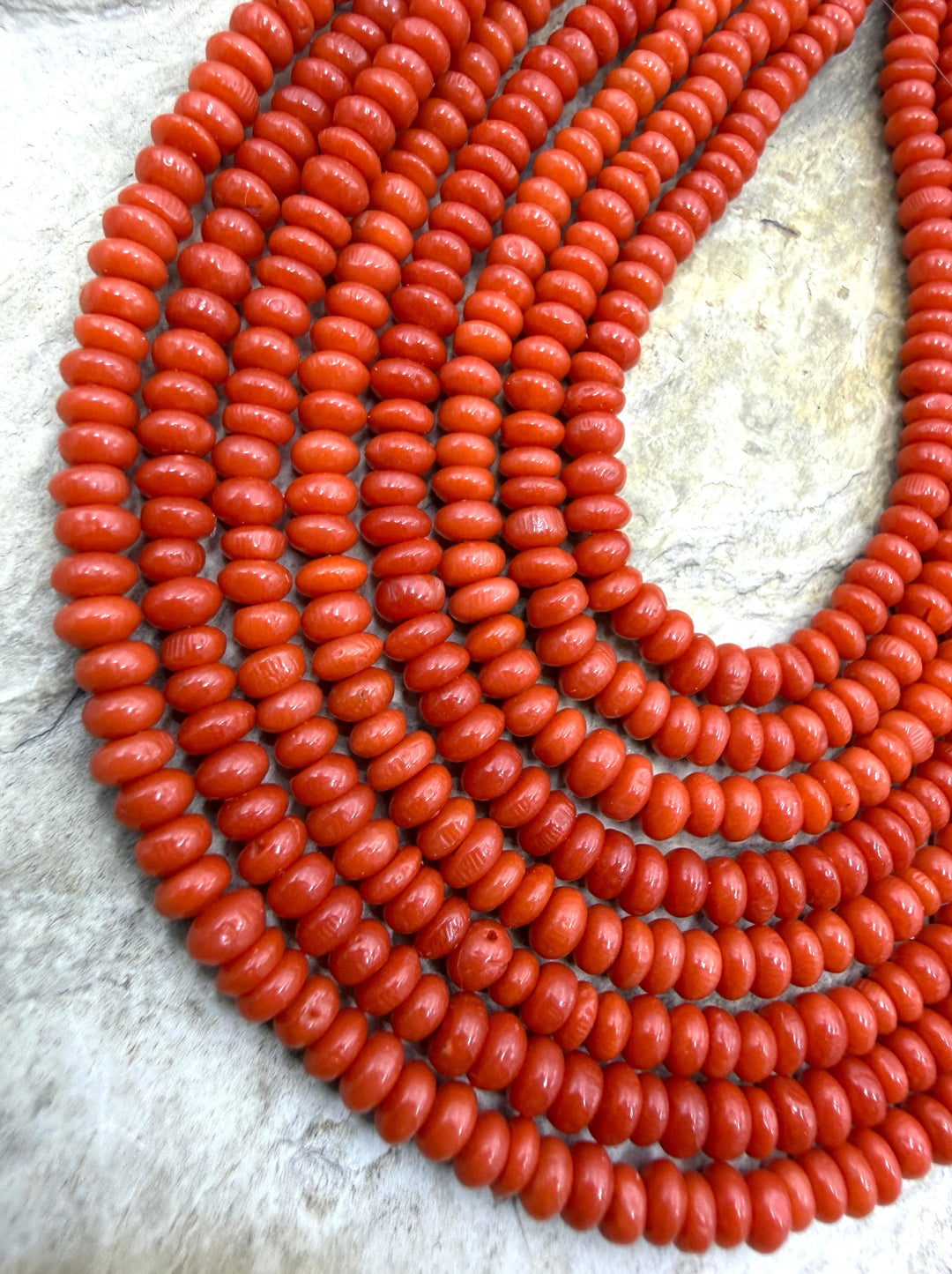 AA+ Natural Mediterranean Red Coral 4mm Rondelle Beads 9