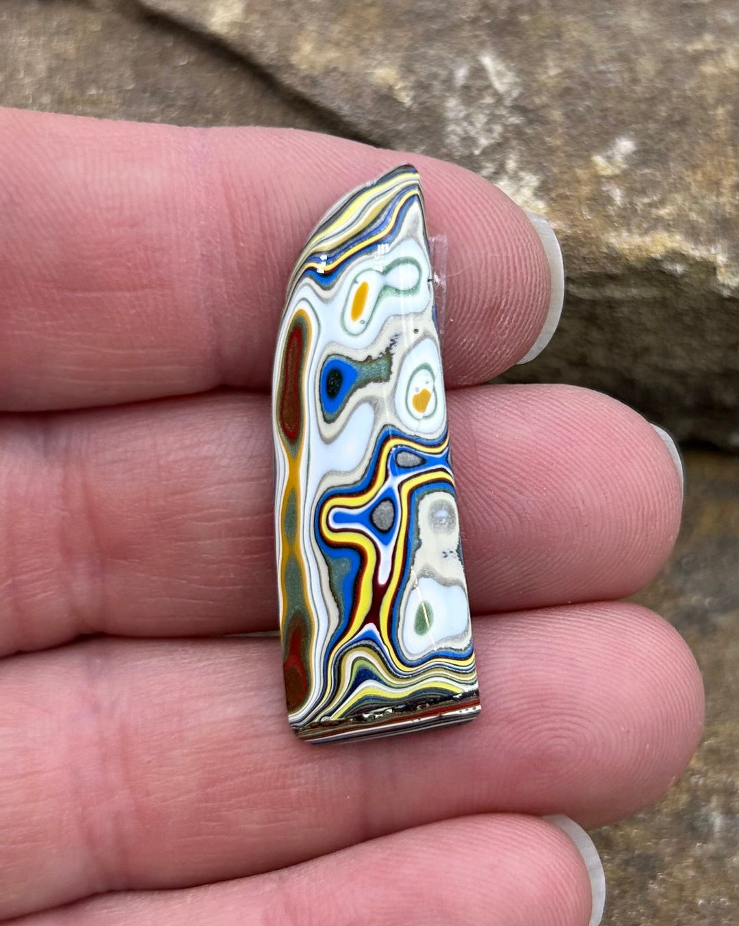 AAA+ Fordite/Detroit Freeform Cabochon 13x37mm - Fordite