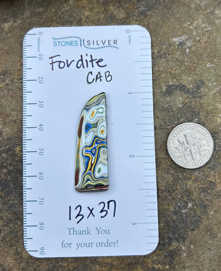 AAA+ Fordite/Detroit Freeform Cabochon 13x37mm - Fordite
