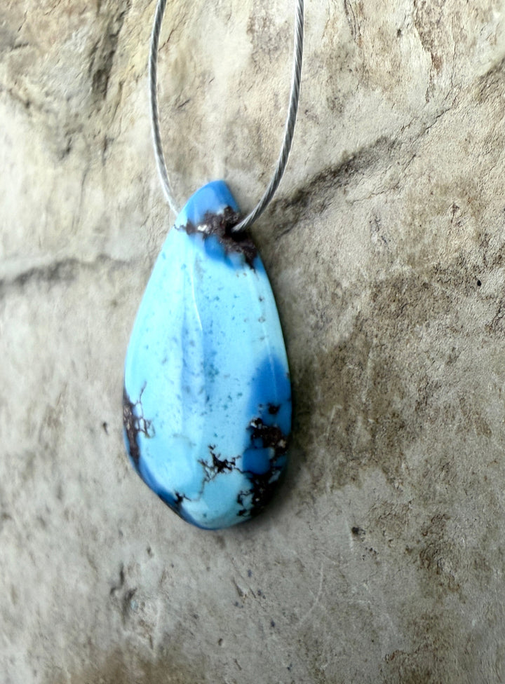 AAA+ Golden Hills Turquoise Pendant (Side Drilled) 12x20mm