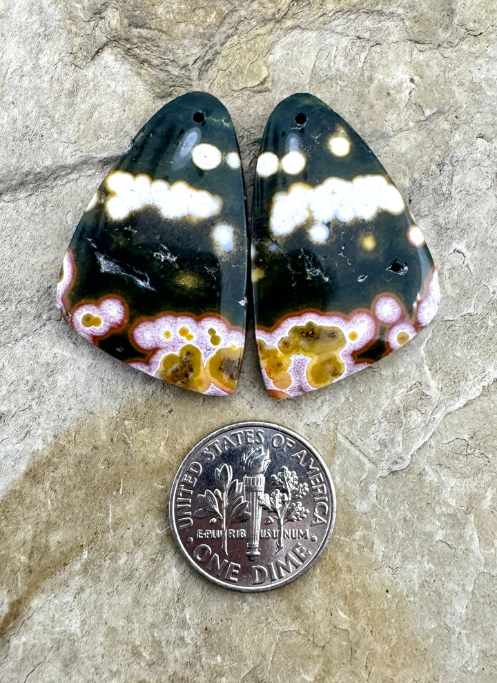 AAA+ High Quality Ocean Jasper BIG Matching Earring Slab