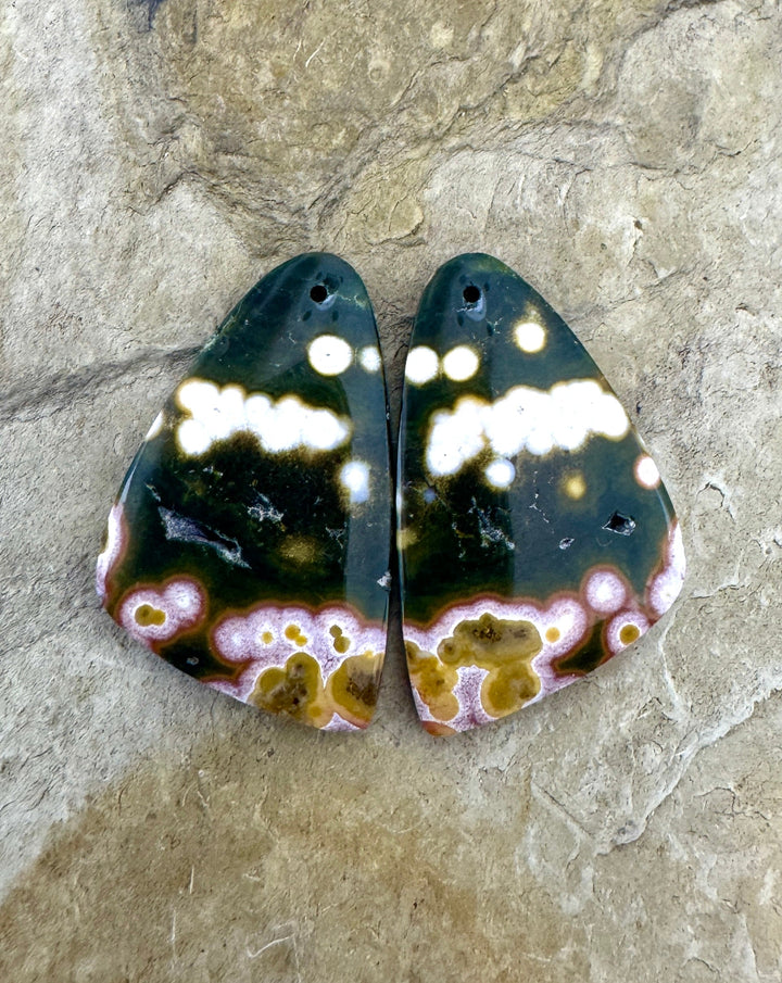 AAA+ High Quality Ocean Jasper BIG Matching Earring Slab