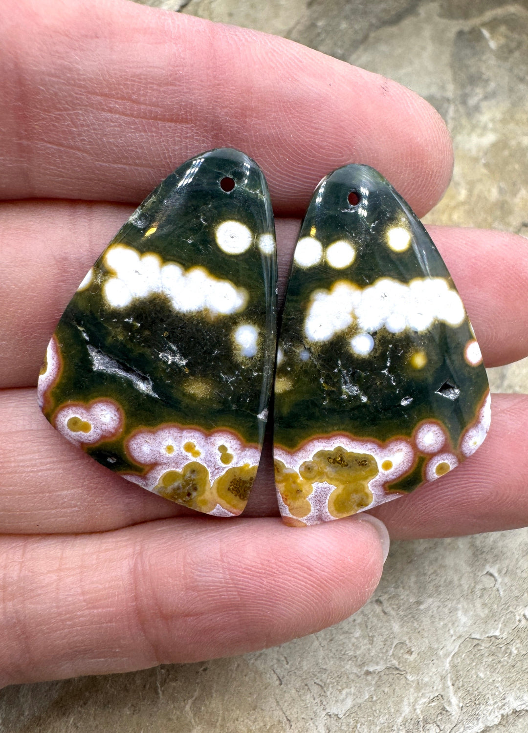 AAA+ High Quality Ocean Jasper BIG Matching Earring Slab