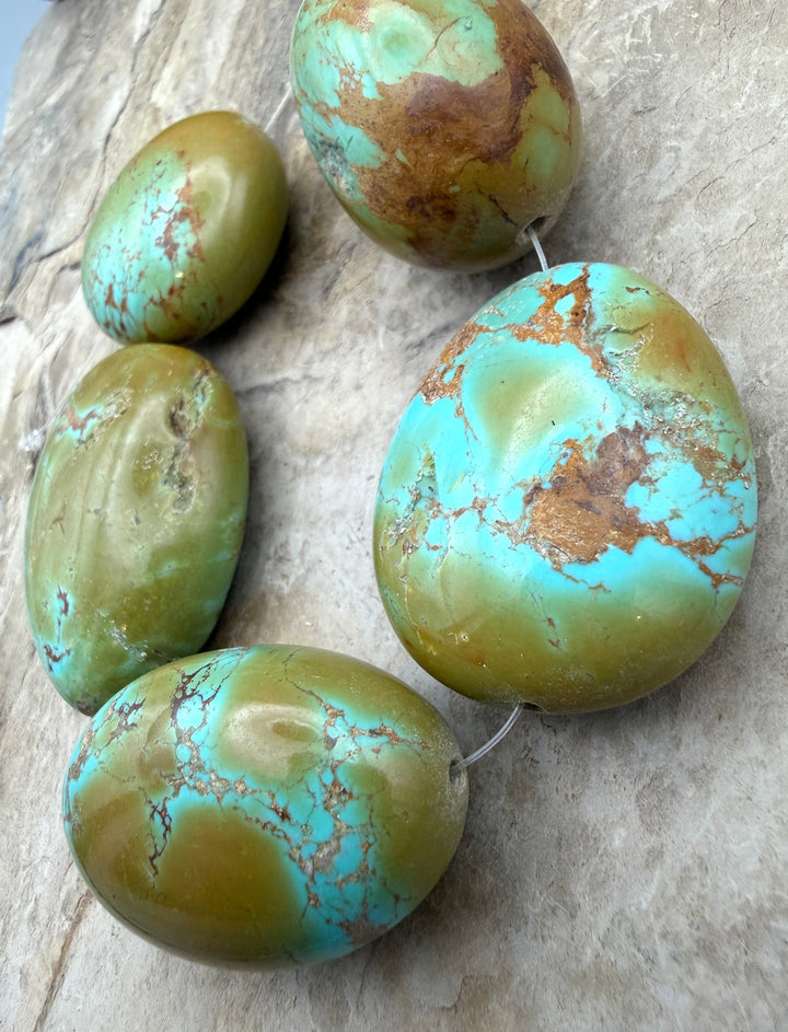 AAA+ Kingman Gold Polychrome Turquoise (Arizona) HUGE Oval