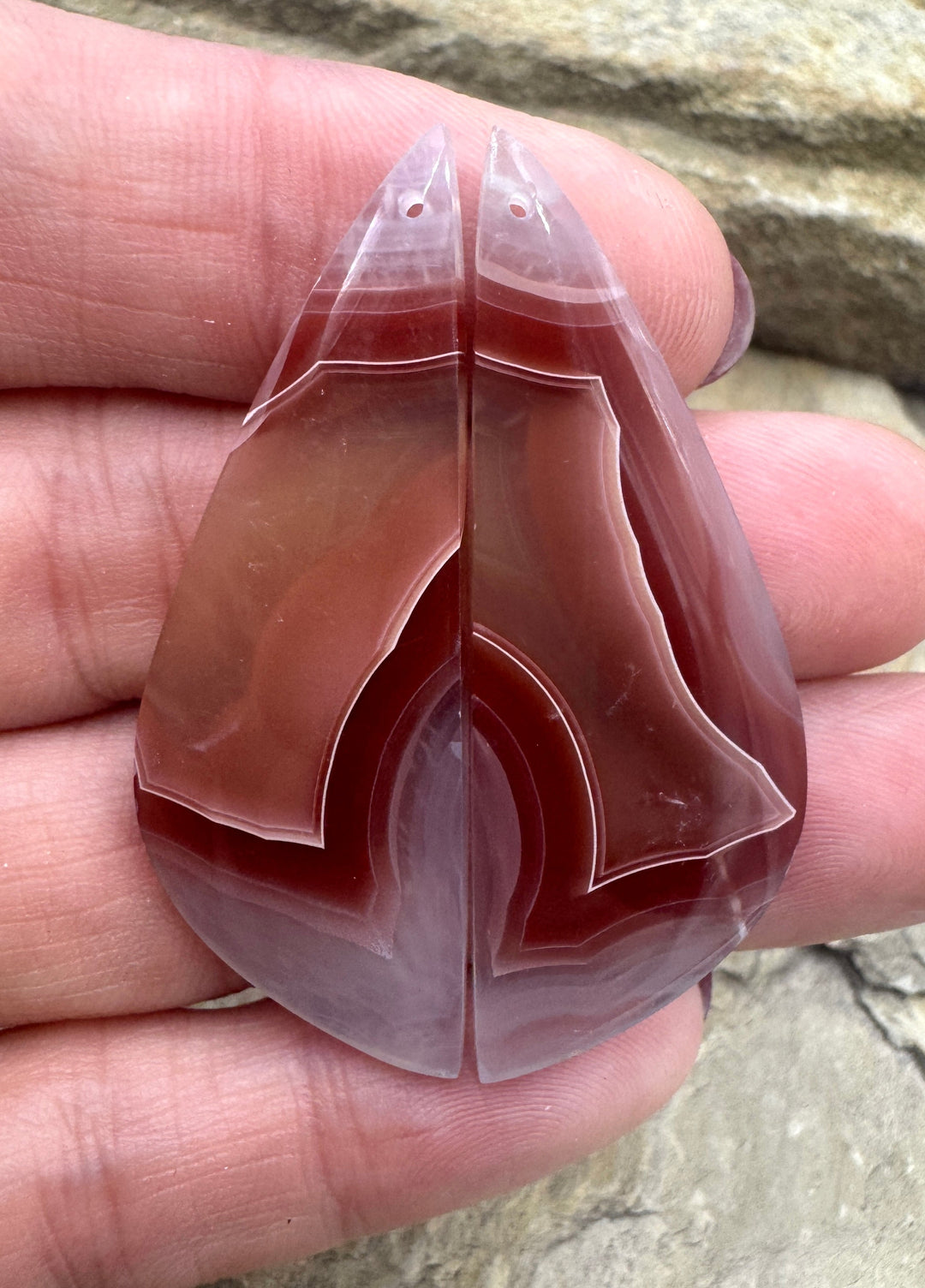 AAA+ Laguna Lace Agate (Mexico) HUGE Earring Bead Slab Pair