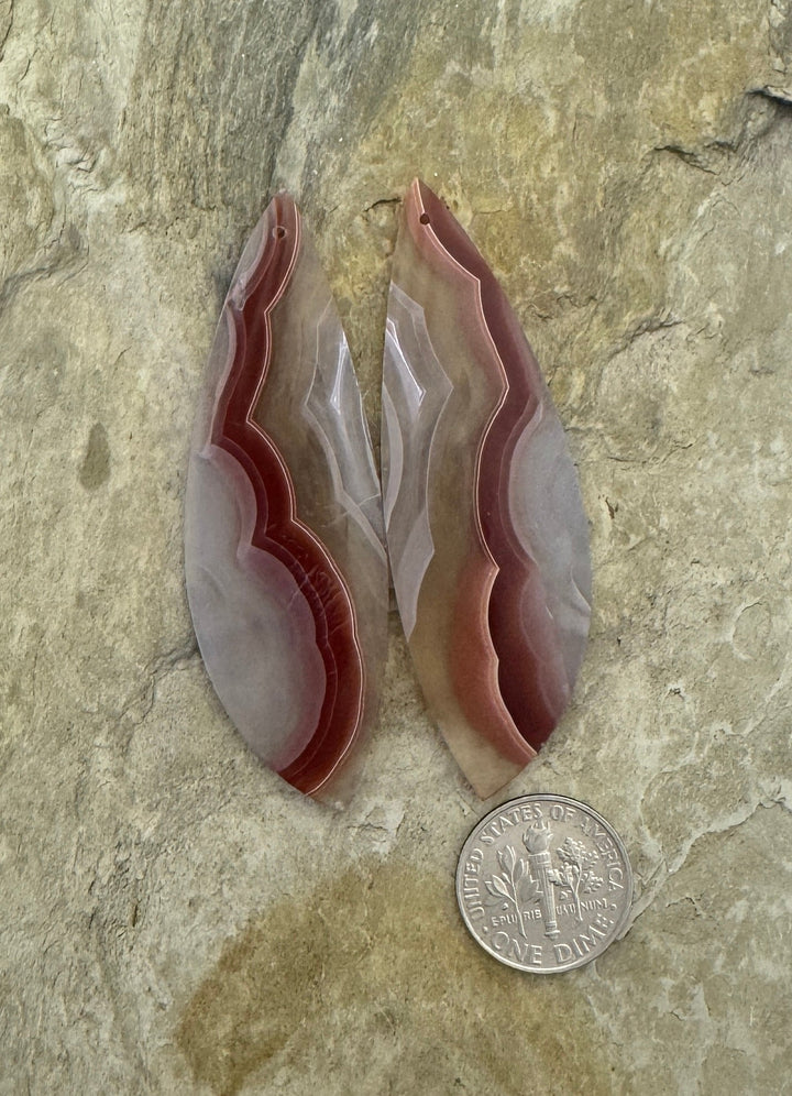 AAA+ Laguna Lace Agate (Mexico) HUGE Earring Bead Slab Pair