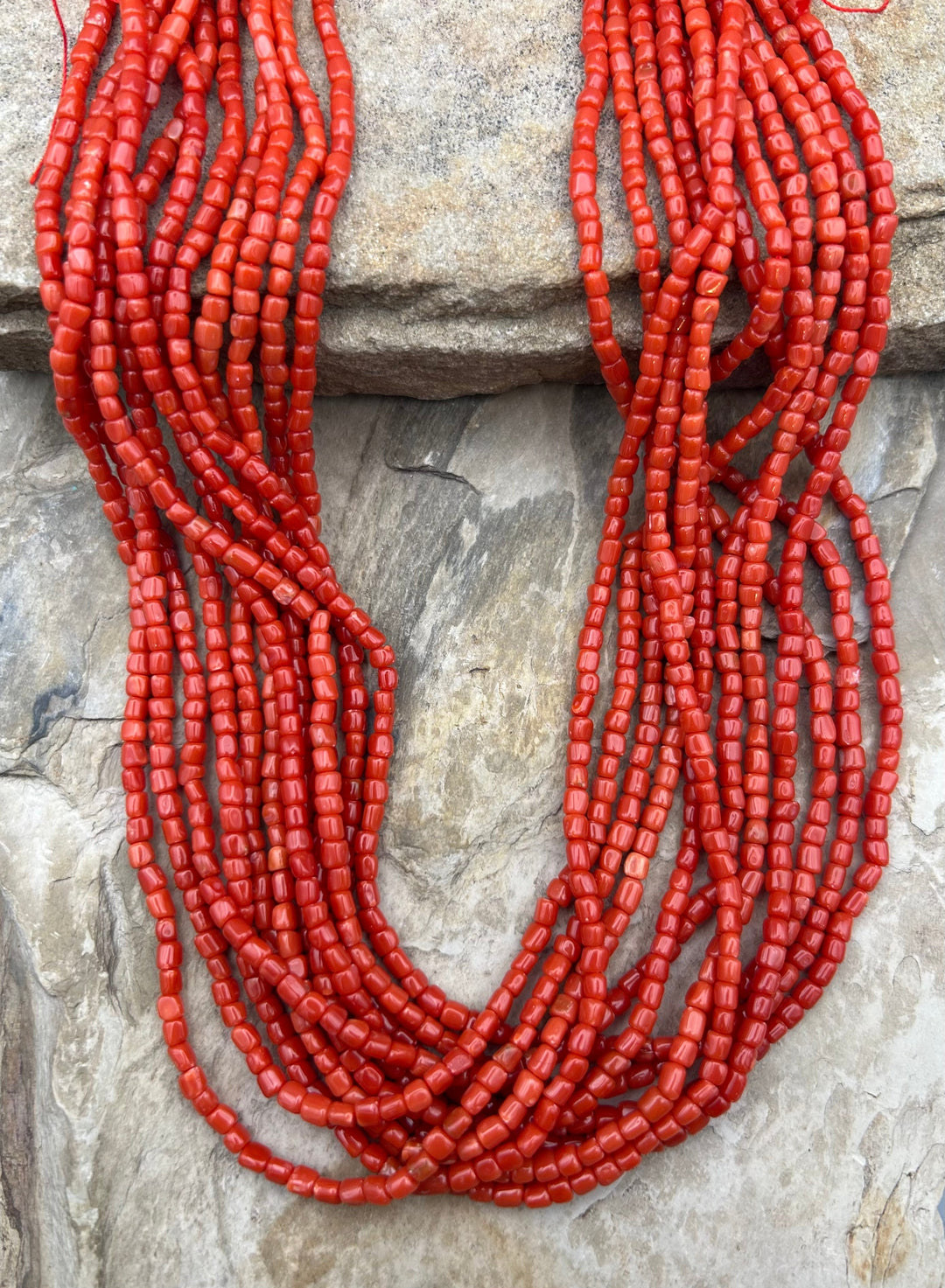 AAA+ Natural Mediterranean Red Coral Branch Beads 3-5mm 18
