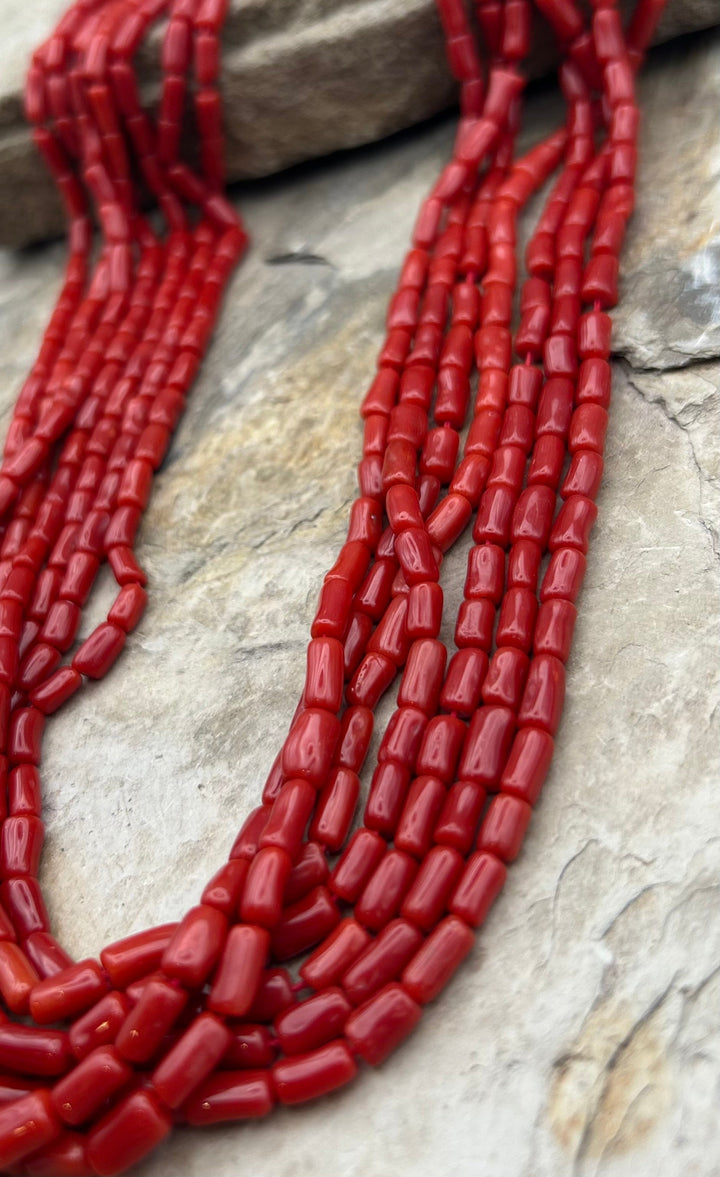 AAA+ Natural Mediterranean Red Coral Branch Beads 4x7-4x8mm