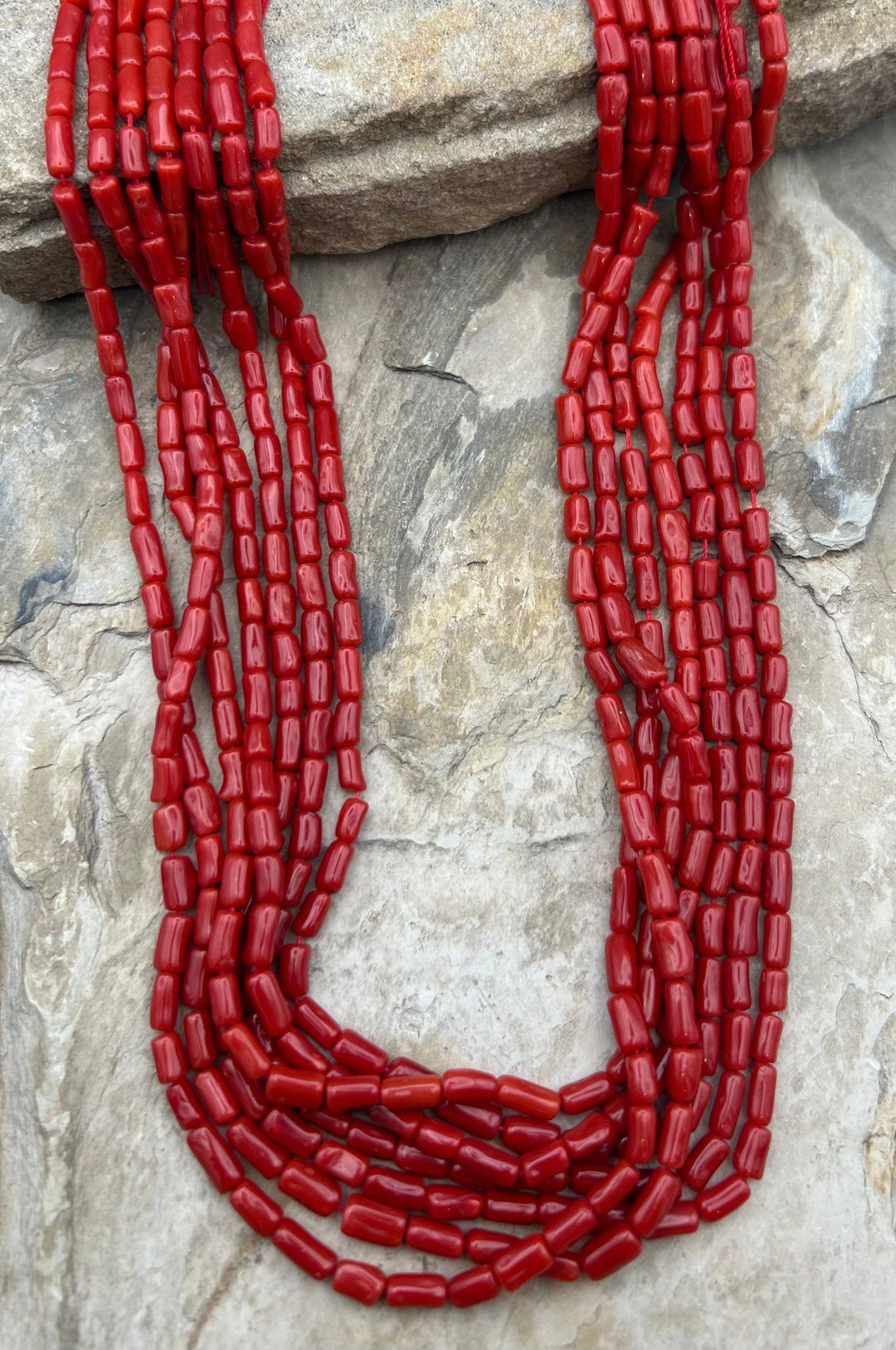 AAA+ Natural Mediterranean Red Coral Branch Beads 4x7-4x8mm