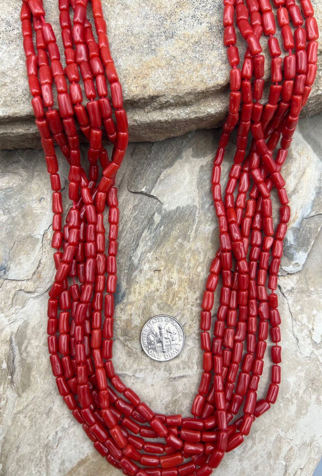 AAA+ Natural Mediterranean Red Coral Branch Beads 4x7-4x8mm