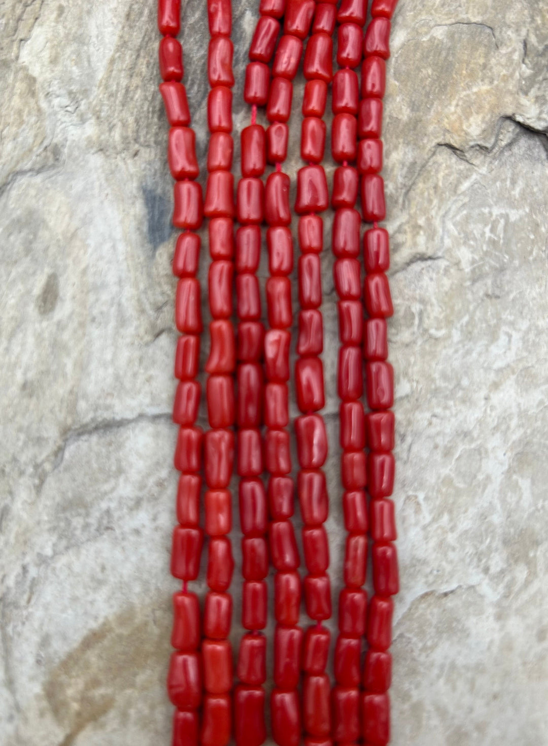 AAA+ Natural Mediterranean Red Coral Branch Beads 4x7-4x8mm