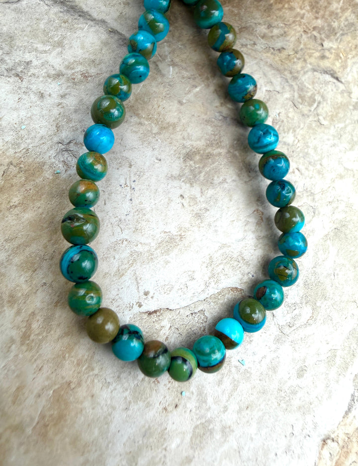 AAA+ Peruvian Blue Opal 4.5-5mm Round Beads 7.5 Inch